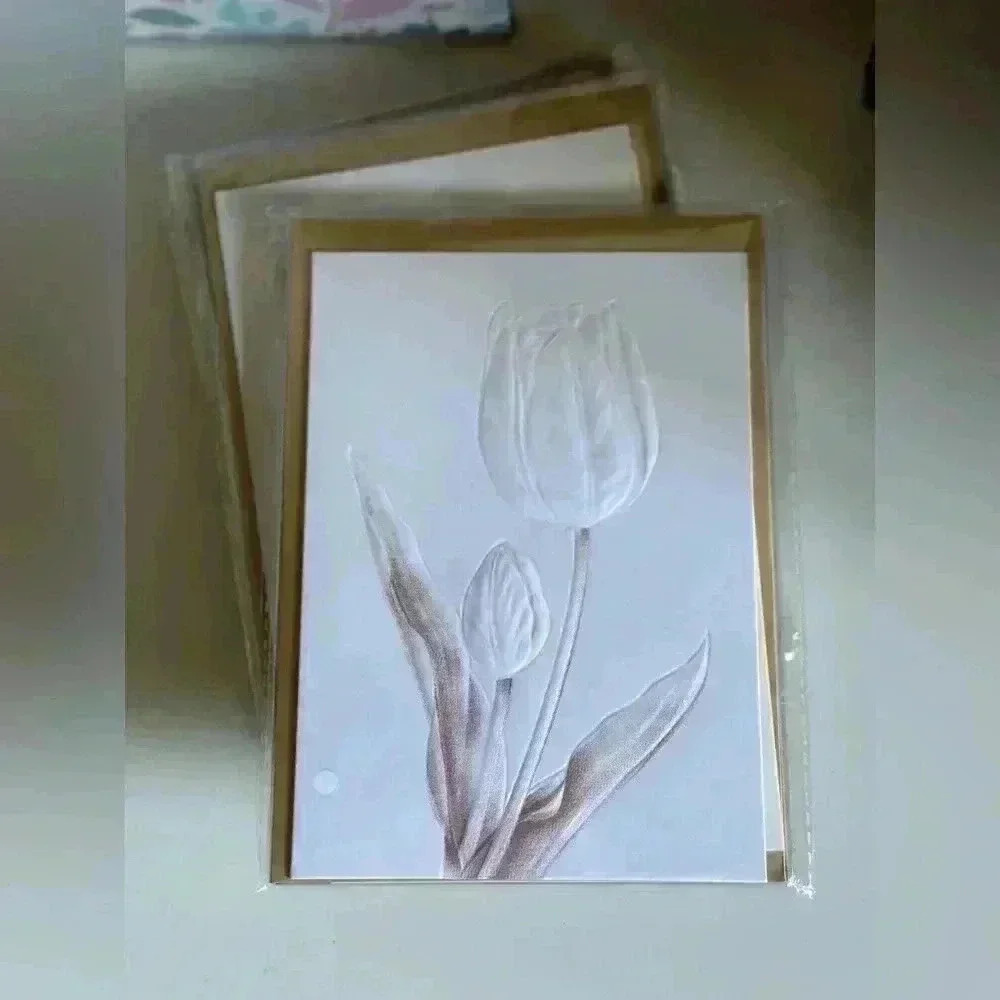 4 x Embossed 3D Floral Greeting Cards - Picture 8 of 12
